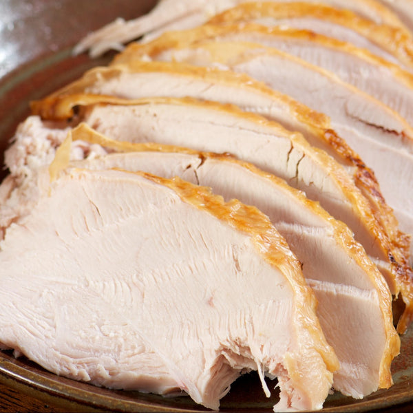 Sliced roasted turkey on a plate